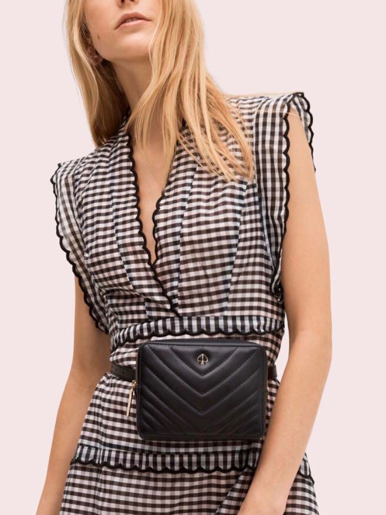 Nwt Kate Spade Amelia Quilted Leather Camera Belt Bag Black Crossbody